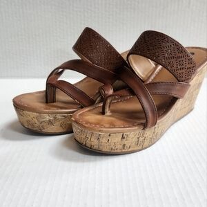 Brown Wedge Sandals Womens Size 6